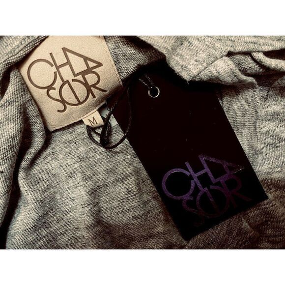 Chaser Laced Shoulders Slubbed Pull-Over Tee Top Sz M Breast Pocket Gray NEW - Picture 5 of 5